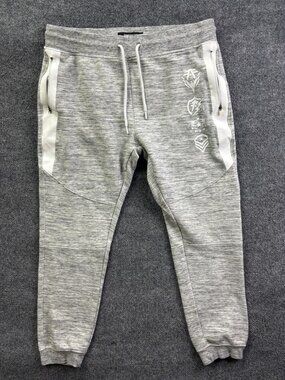 American Fighter Sweatpants Mens Large 34x28 Gray‎ Terry Joggers Zip Pockets